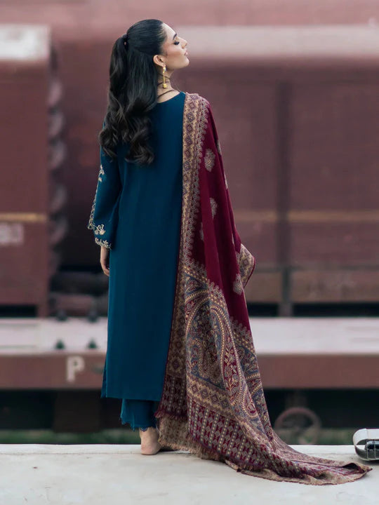 Marina-3PC Embroidered Shirt with Digital Printed Shawl