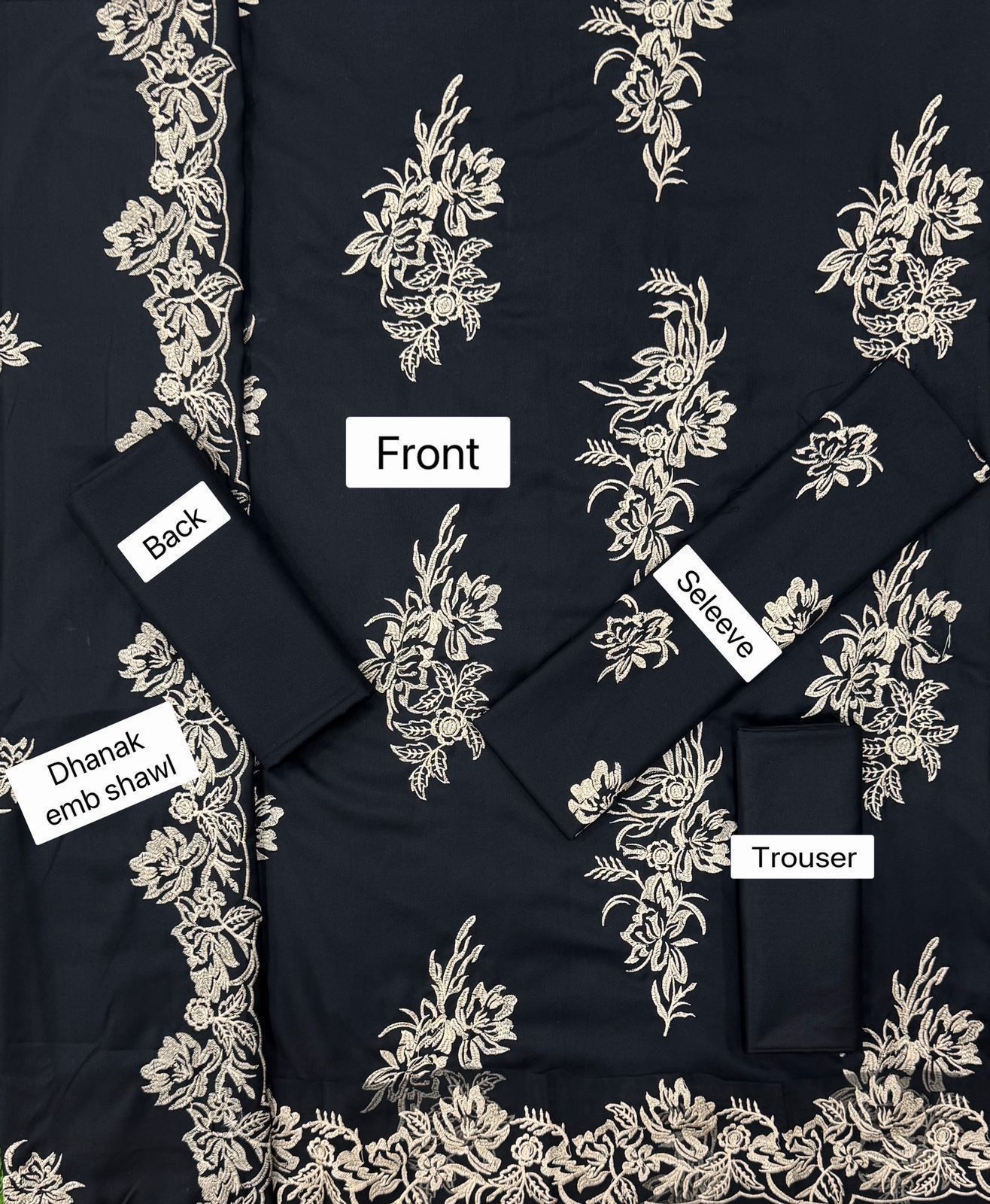 Winter Fabric-3PC Embroidered Shirt With Shawl Embroidered