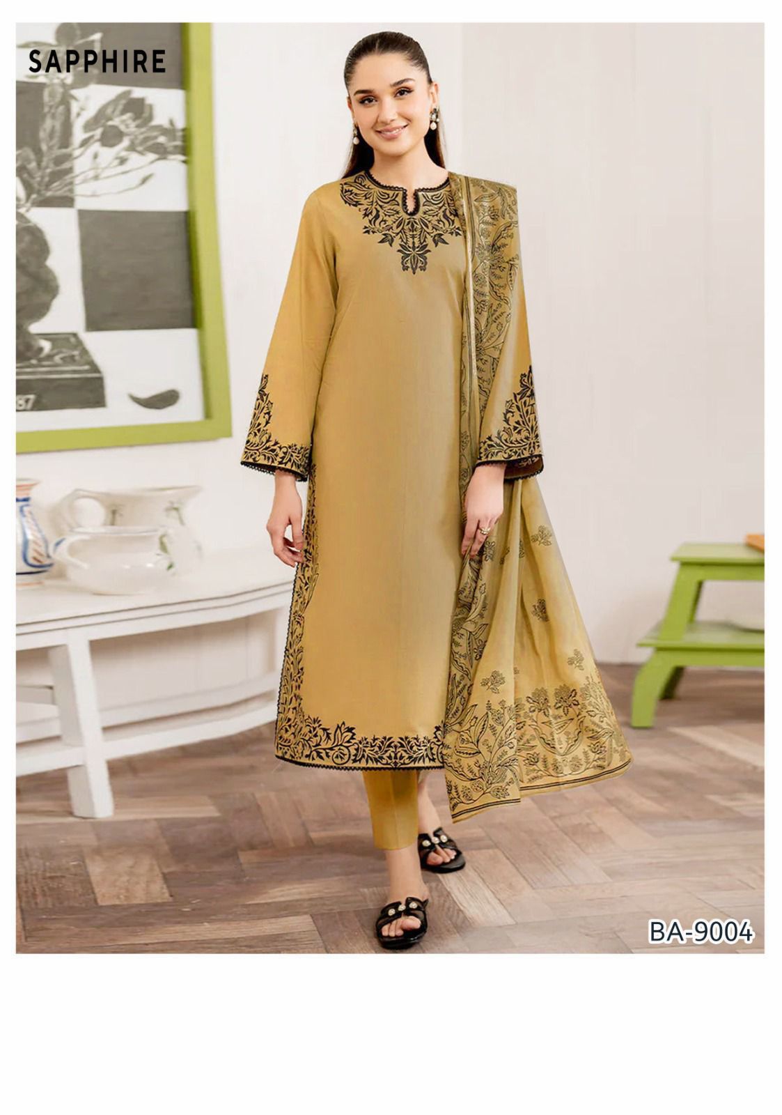 Winter Fabric-3PC Embroidered Shirt With Shawl Embroidered