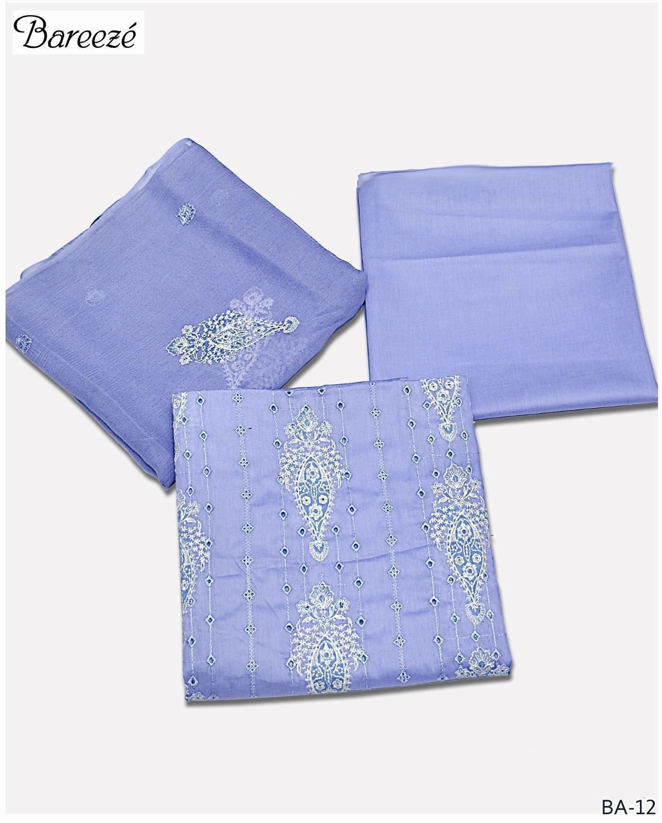 3 Piece - Unstitched Dhanak Embroidered Suit With Bamber Chiffon Embriodery Dupatta