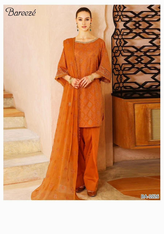 Winter Fabric-3PC Embroidered Shirt With Shawl Embroidered