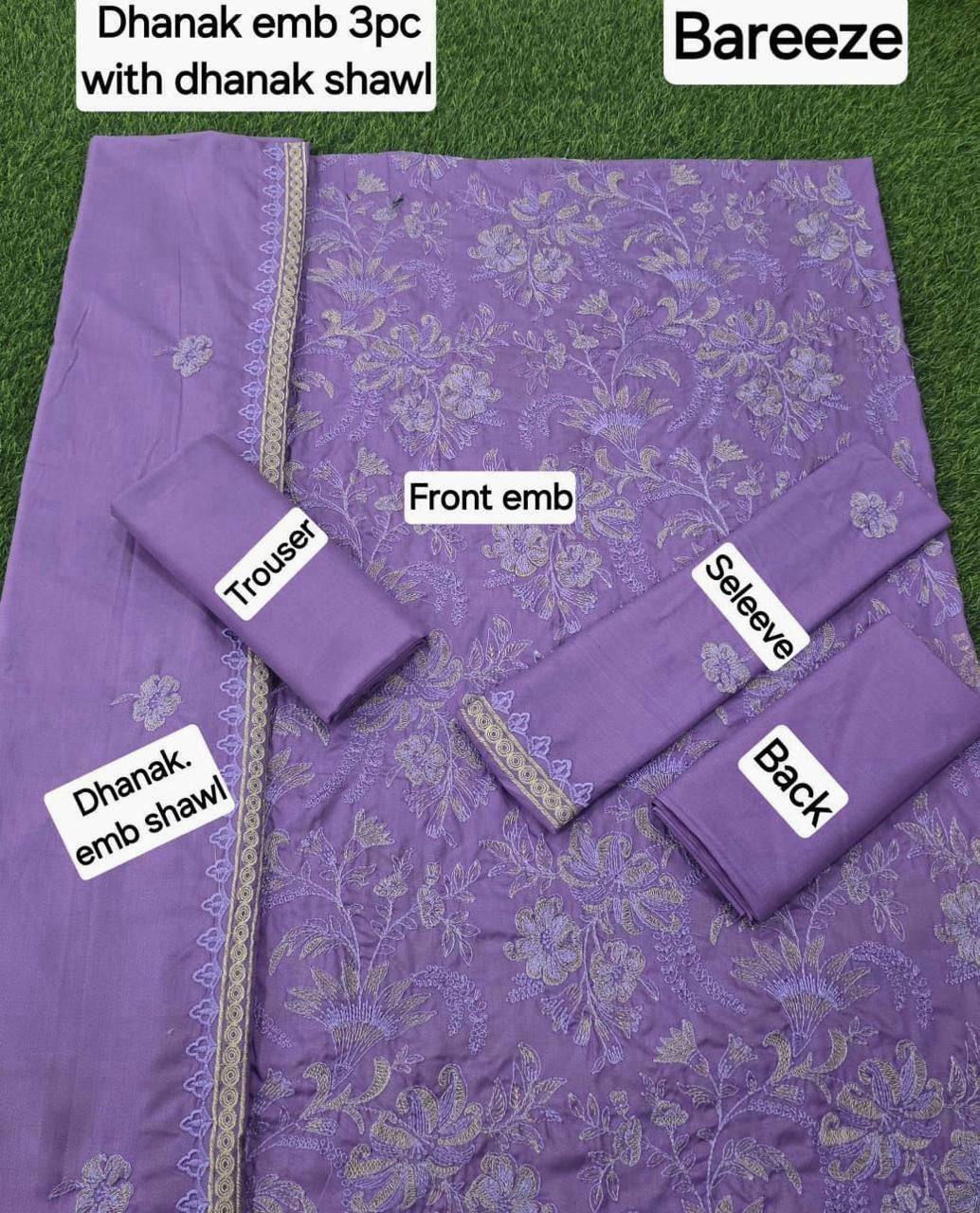 Winter Fabric-3PC Embroidered Shirt With Shawl Embroidered