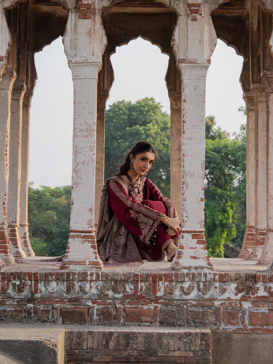 Dhanak-3PC Embroidered Shirt with Dhanak Digital Printed Shawl