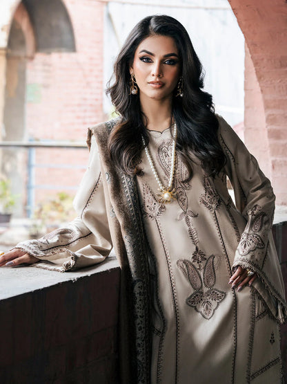 3PC Marina Embroidered Shirt With Digital Printed Shawl