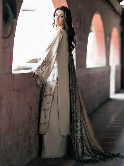 3PC Marina Embroidered Shirt With Digital Printed Shawl