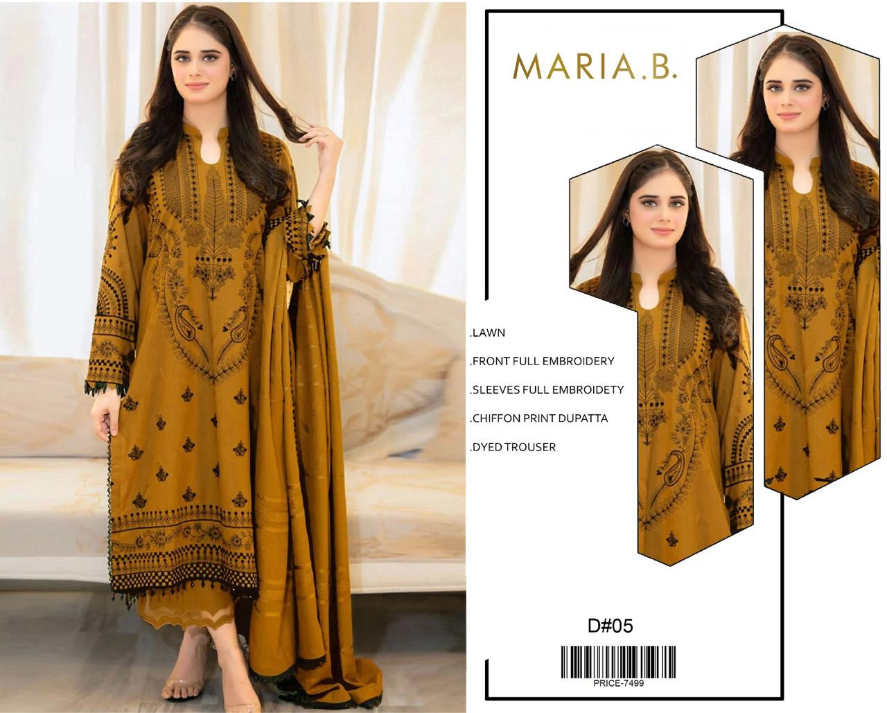 Lawn-3PC Embroidered Shirt with Embroidered WIth Digital Chiffon Dupata
