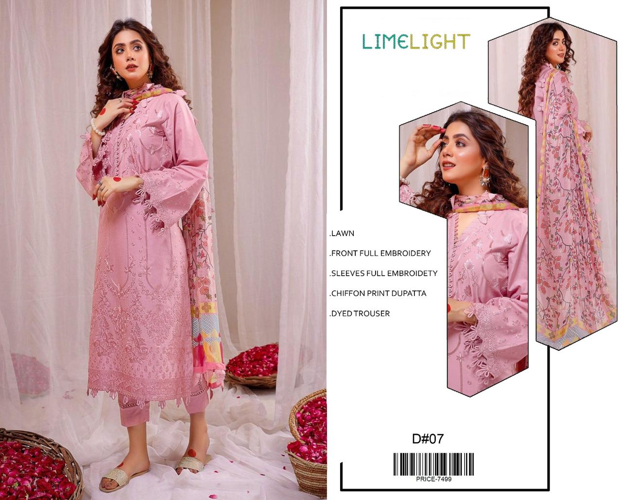 Lawn-3PC Embroidered Shirt with Embroidered WIth Digital Chiffon Dupata