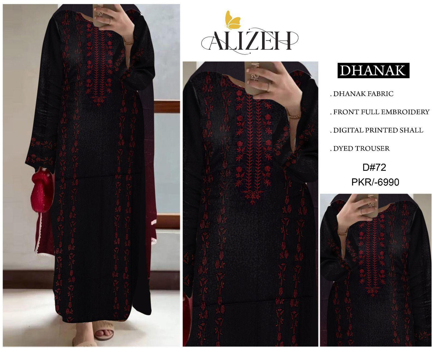 Lawn-3PC Embroidered Shirt with Embroidered WIth Digital Chiffon Dupata