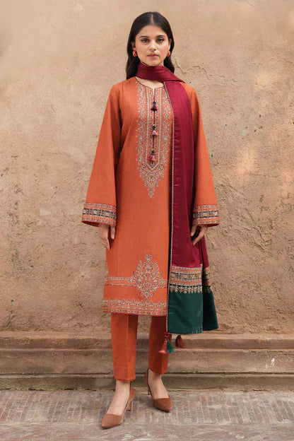 Marina-3PC Embroidered Shirt with Digital Printed  Shawl
