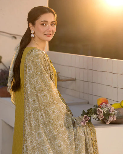 Marina-3PC Embroidered Shirt with Digital Printed Shawl