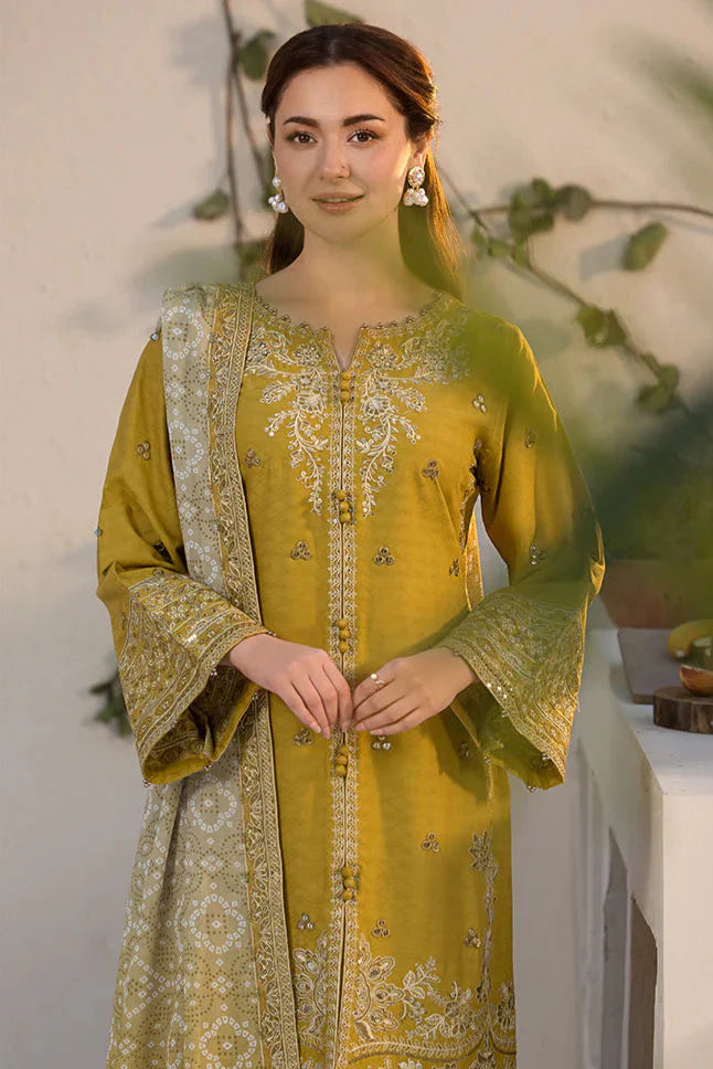 Marina-3PC Embroidered Shirt with Digital Printed Shawl