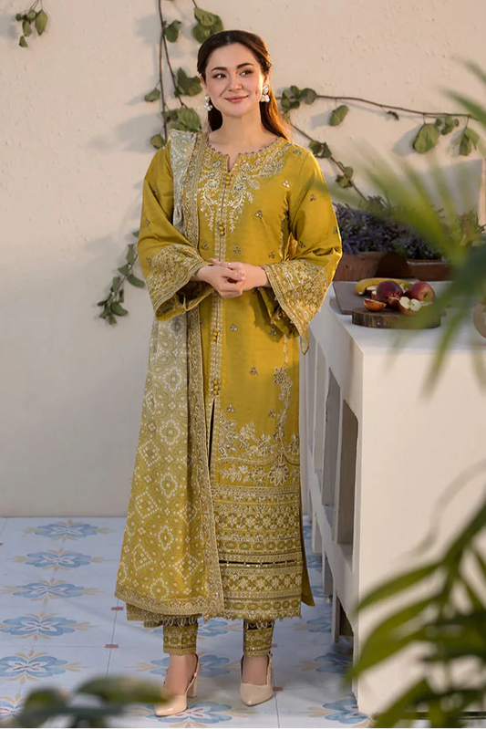 Marina-3PC Embroidered Shirt with Digital Printed Shawl