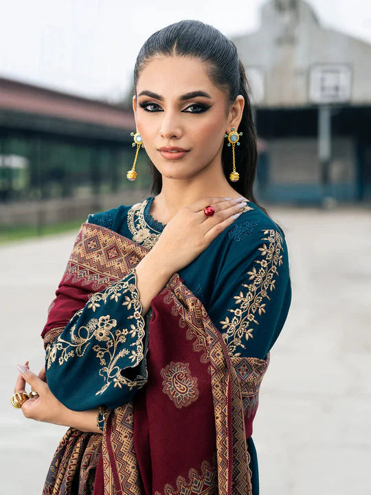 Marina-3PC Embroidered Shirt with Digital Printed Shawl