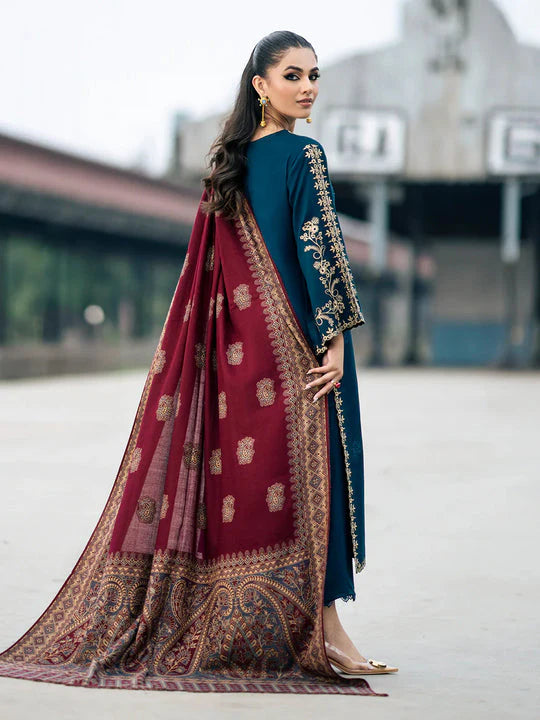 Marina-3PC Embroidered Shirt with Digital Printed Shawl
