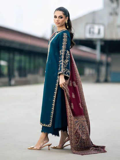 Marina-3PC Embroidered Shirt with Digital Printed Shawl