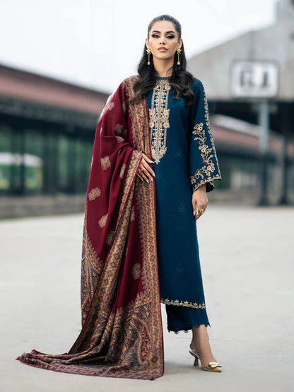 Marina-3PC Embroidered Shirt with Digital Printed Shawl