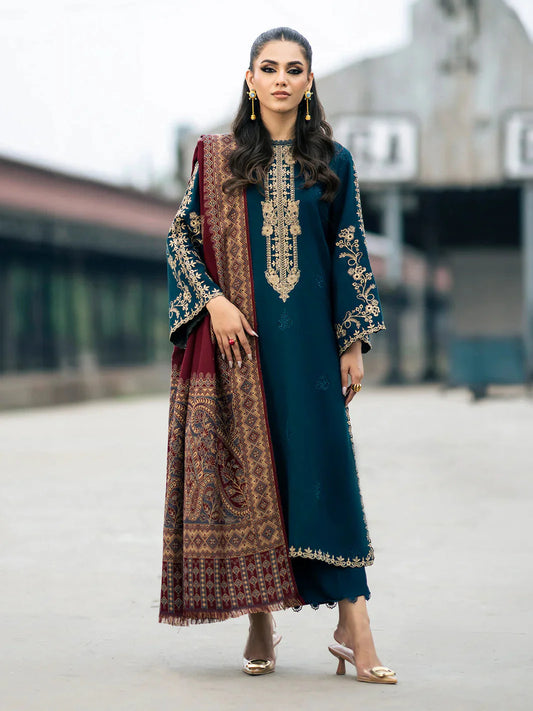 Marina-3PC Embroidered Shirt with Digital Printed Shawl