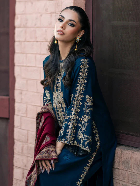 Marina-3PC Embroidered Shirt with Digital Printed Shawl