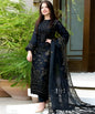 DHANAK-3PC Embroidered Shirt With Shawl Embroidered-Black