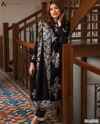 Winter Fabric-3PC Embroidered Shirt With Shawl Embroidered