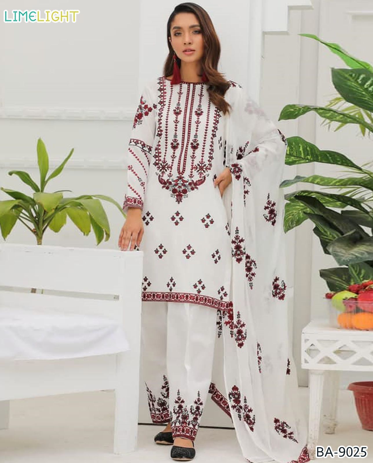 Winter Fabric-3PC Embroidered Shirt With Shawl Embroidered
