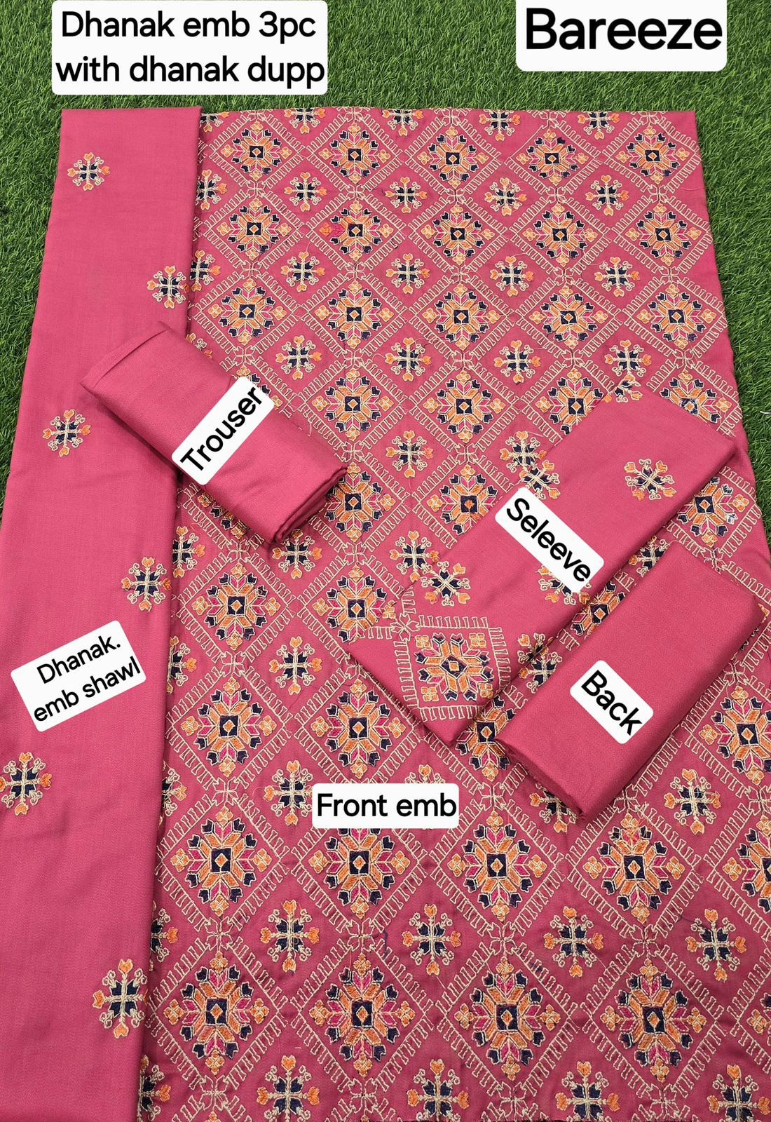 Winter Fabric-3PC Embroidered Shirt With Shawl Embroidered