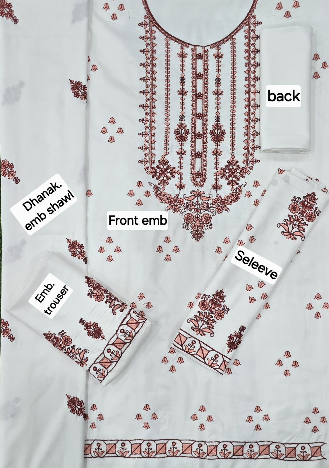 Winter Fabric-3PC Embroidered Shirt With Shawl Embroidered