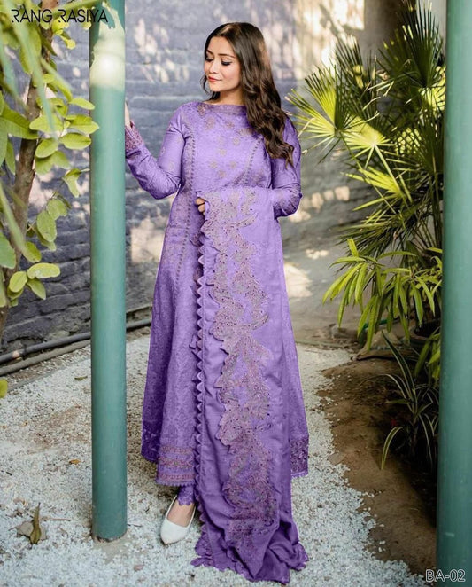 Winter Fabric-3PC Embroidered Shirt With Shawl Embroidered