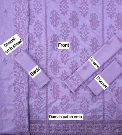 Winter Fabric-3PC Embroidered Shirt With Shawl Embroidered