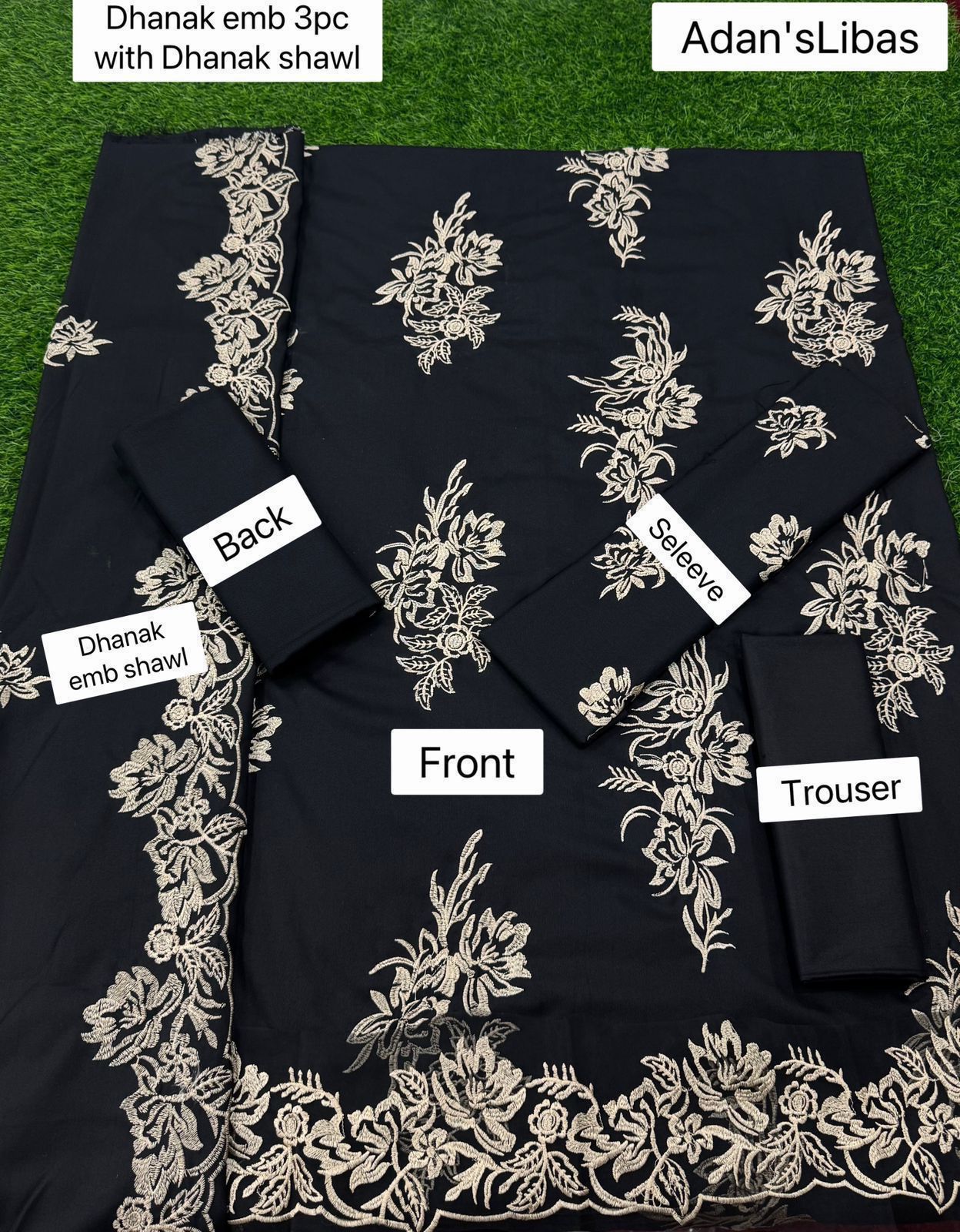 Winter Fabric-3PC Embroidered Shirt With Shawl Embroidered