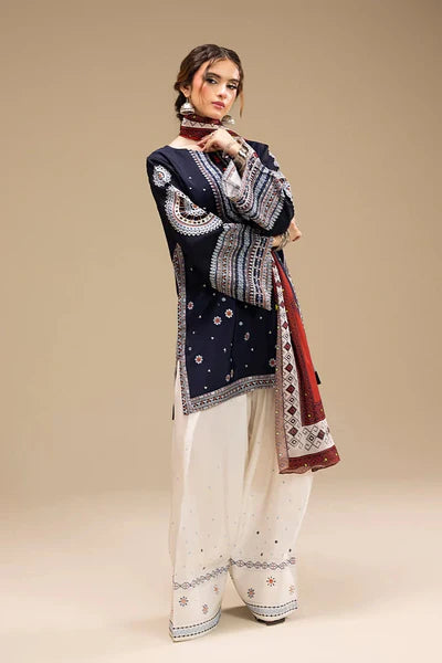 -3PC Embroidered Shirt with Digital Printed Shawl