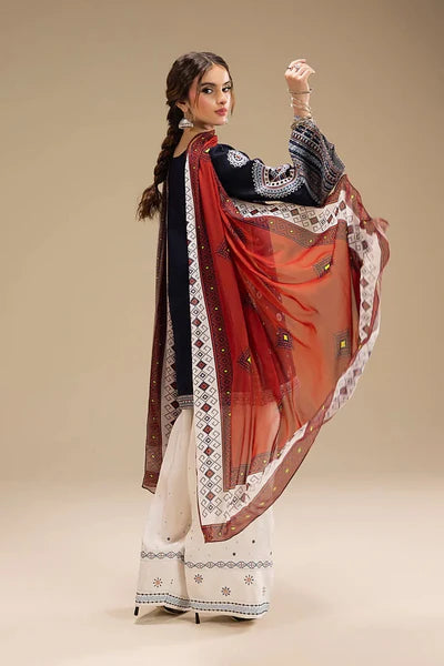-3PC Embroidered Shirt with Digital Printed Shawl